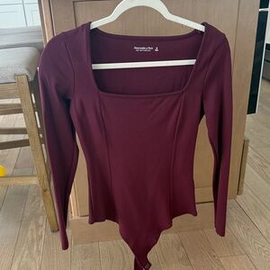 Abercrombie & Fitch Maroon Long Sleeve Bodysuit